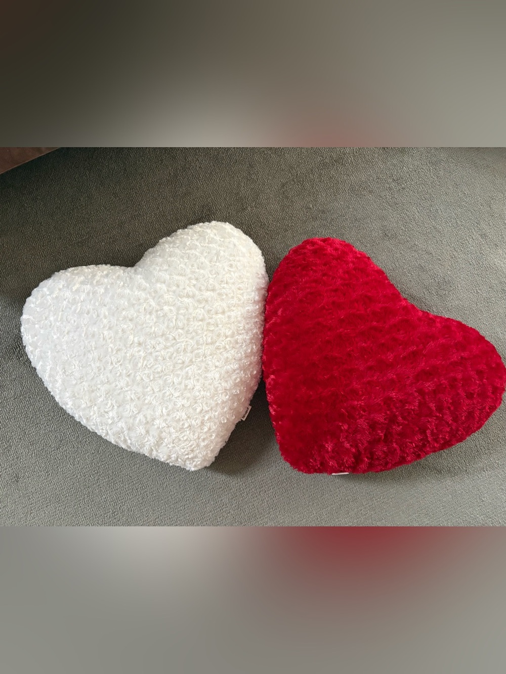 Two Pier 1 Heart Accent Pillows in White and Red